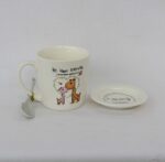 Κούπα-πιατάκι σε ιβουάρ πορσελάνη παιδική “Be happy”