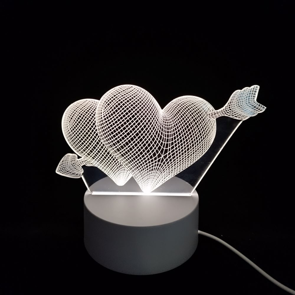ΦΩΤΙΣΤΙΚΟ 'DOUBLE HEART' 3D PLEXI GLASS-LED