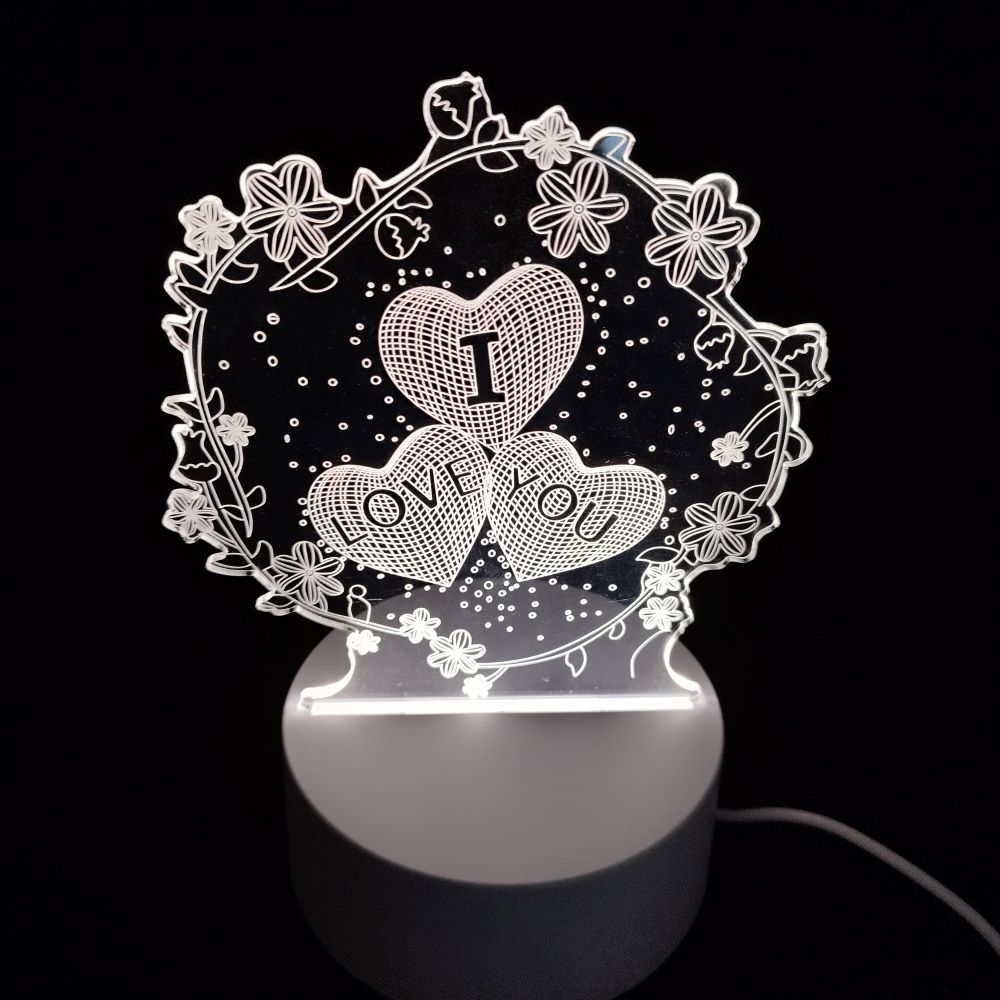 'I LOVE YOU' 3D PLEXI GLASS-LED