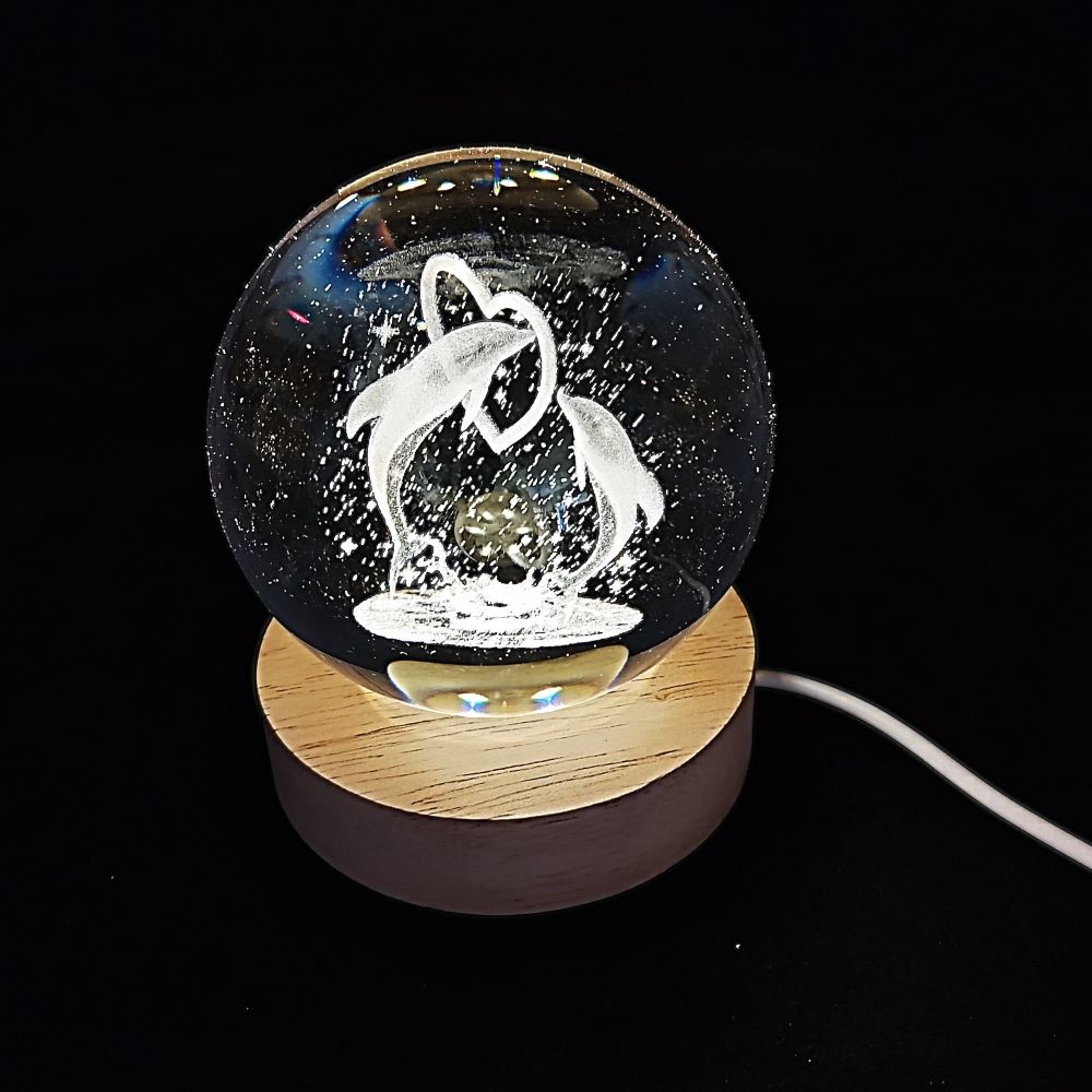 'ΔΕΛΦΙΝΙΑ' ΚΡΥΣΤΑΛΛΙΝΗ ΣΦΑΙΡΑ-LED 6cm