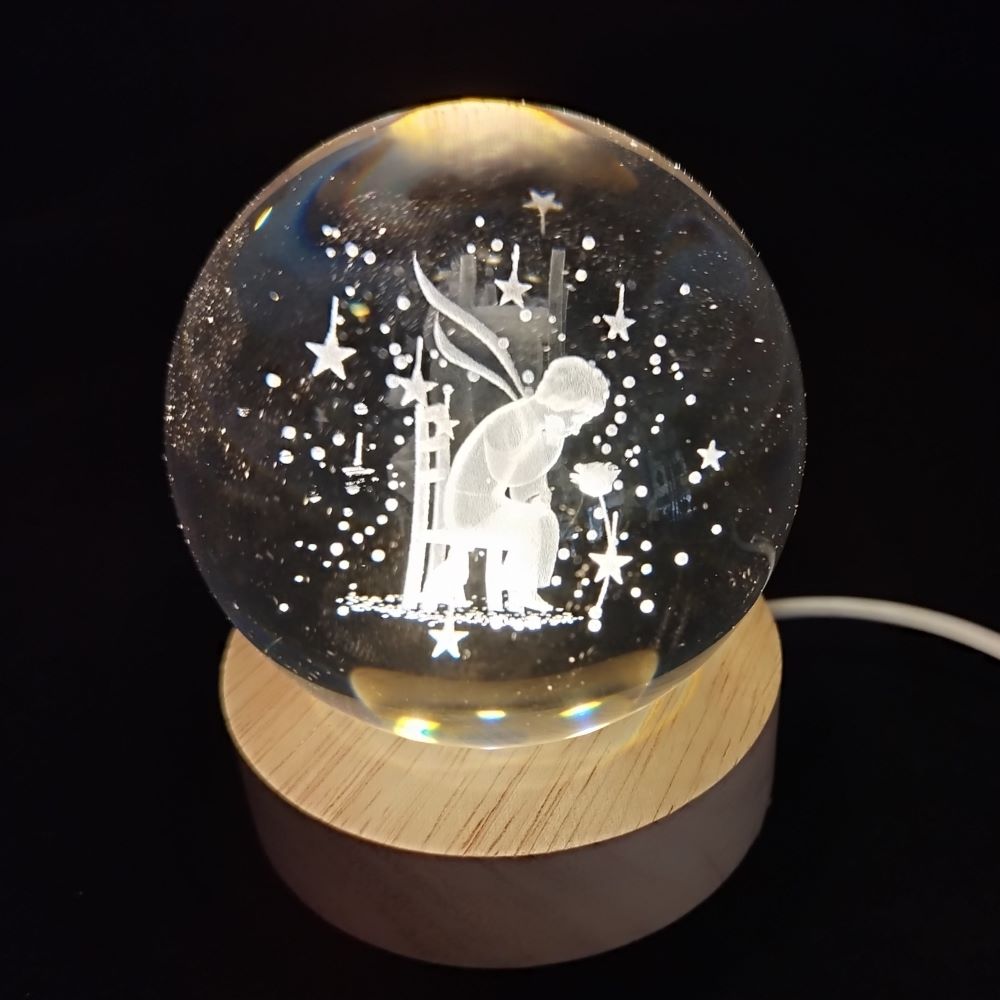 ‘ΜΙΚΡΟΣ ΠΡΙΓΚΙΠΑΣ’ ΚΡΥΣΤΑΛΛΙΝH ΣΦΑΙΡA-LED 7cm